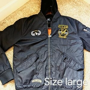 Military style bomber jacket.